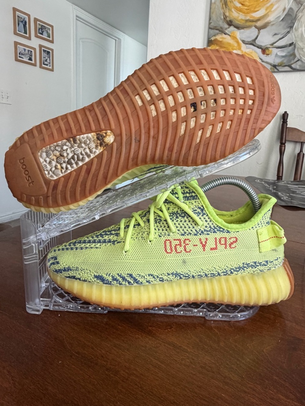 adidas Yeezy Boost 350 V2 Low Semi-Frozen Yellow Size 7.5 No Box “STAINED” - Picture 3 of 12